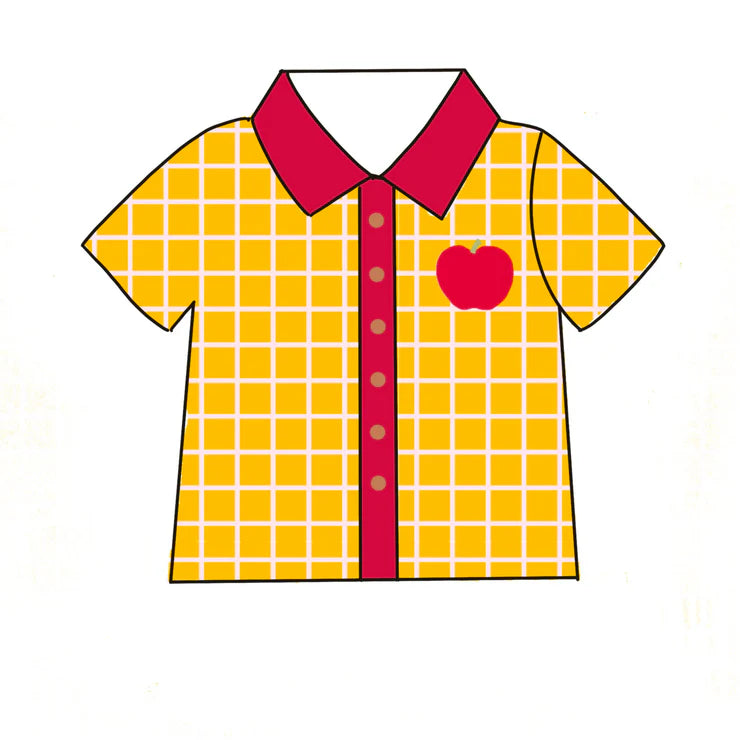11.13 MOQ:5pcs BT1543 pre-order toddler boy clothes apple boy back to school summer top shirt