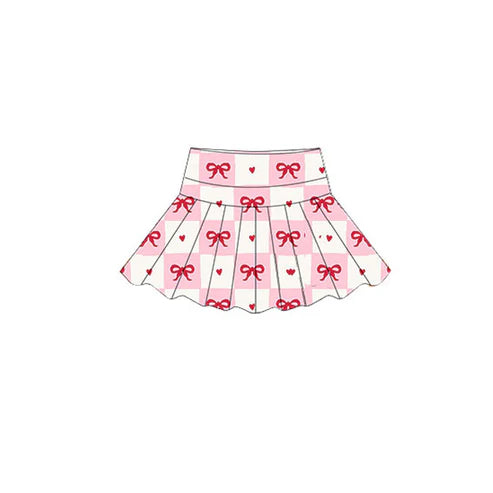 10.27 GLK0151 Baby Girls Pink Bows Hearts Checked Valentine Yoga Skirt Shorts Bottom Preorder