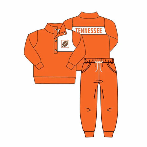 10.13  Custom Moq 8 Baby Boys Fall Football Team TN Pullover Top Pants Clothing Sets