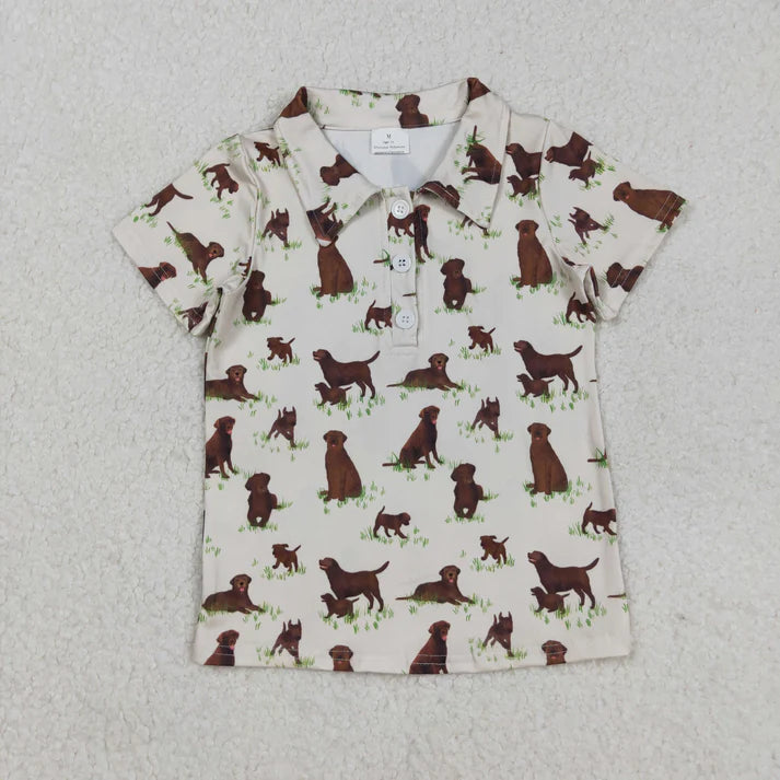 9.3 BT1299 Baby Boys Dogs Plaid Western Button Pullovers Top