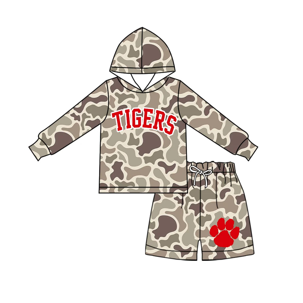 Custom Order Baby Boys Camo Tigers Hoodie Short Team Clothes Sets