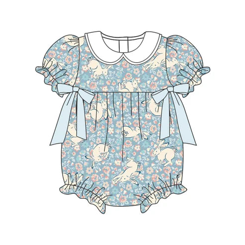 6.4 SR2023 Baby Infant Girls Easter Bunny Flowers Bows Rompers preorder