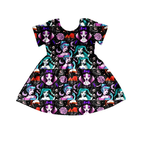 8.8 Custom Moq 5 Baby Girls Halloween Princess Twirl Knee Length Dresses