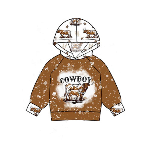 6.4 BT1014 Baby Boys Cowboy Western Hooded Long Sleeve Tops Preorder