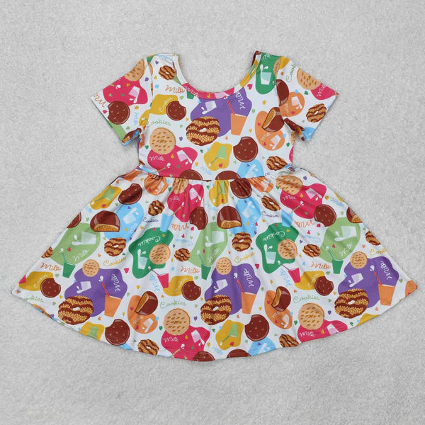 L-3.2 GSD1809 Baby Girls Cookie Short Sleeve Knee Length Dress