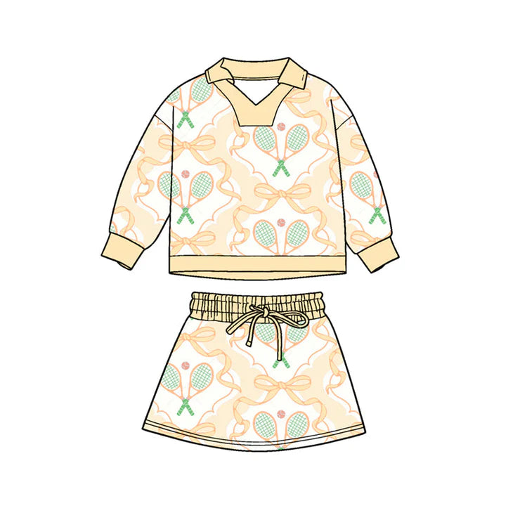 11.6 MOQ:5pcs GLD1475 pre-order baby girl clothes tennis print toddler girl skirt outfit