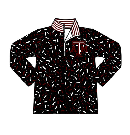10.17 Custom Moq 8 Baby Boys Black Sprinkles Zipper ATM Team Pullovers Top