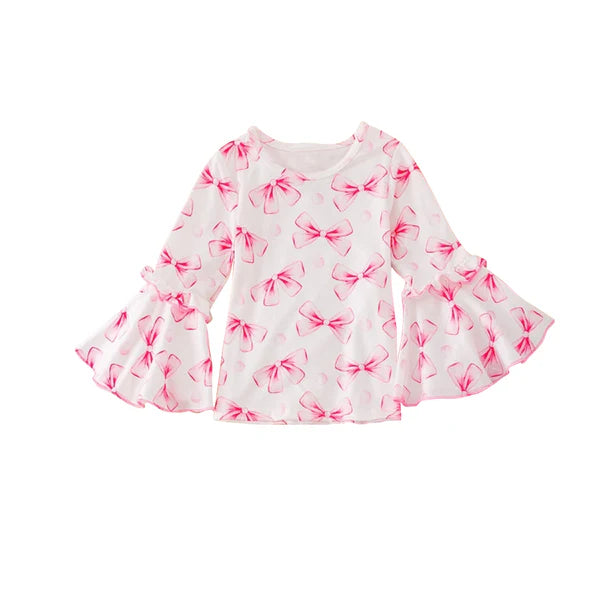5.28 GT0779 Baby Girls Pink Bows Long Sleeve Tee Shirts Tops Preorder