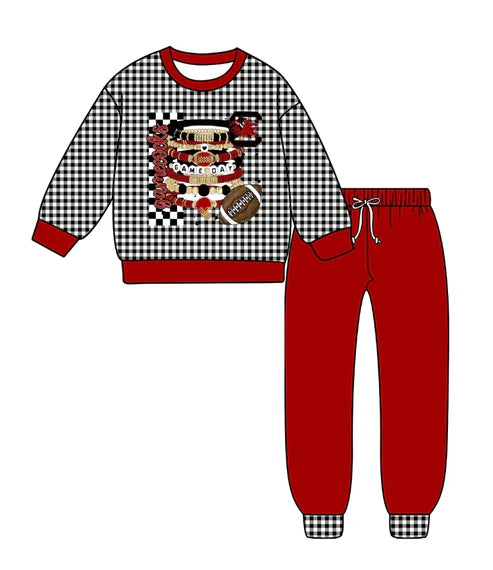 10.9 Custom Moq 5 Baby Boys Red SC Plaid Top Pants Team Clothes Sets