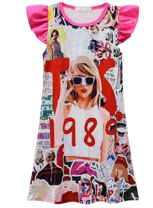 5.13 Girl 1989 country music Singer flying sleeve dress