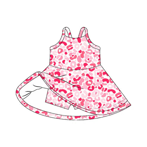 6.5 GSD2647 Baby Girls Strap Pink Leopard Shorts Knee Length Dresses Preorder