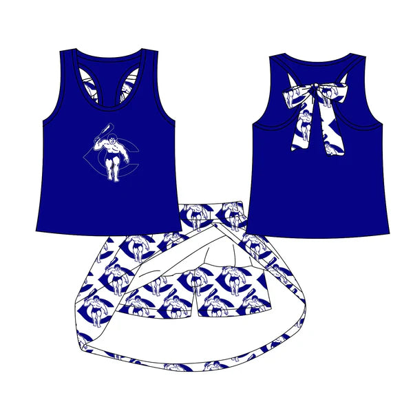 7.7 Custom Moq 3 Baby Girls Gavemen team Top Skirt Skort Sets