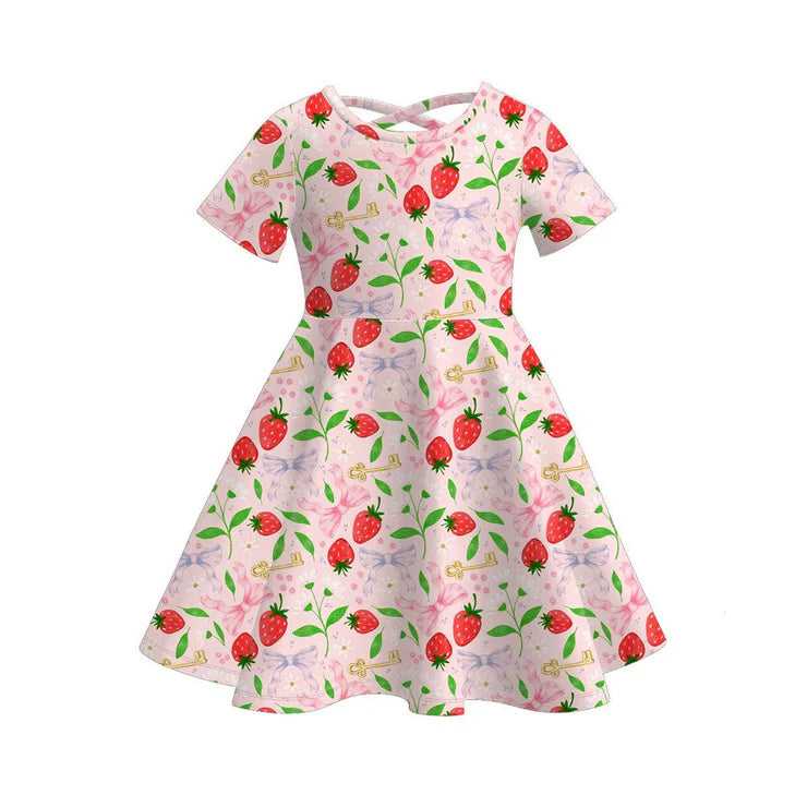 12.1 MOQ:5pcs GSD3266 pre-order toddler girl clothes strawberry girl summer dress