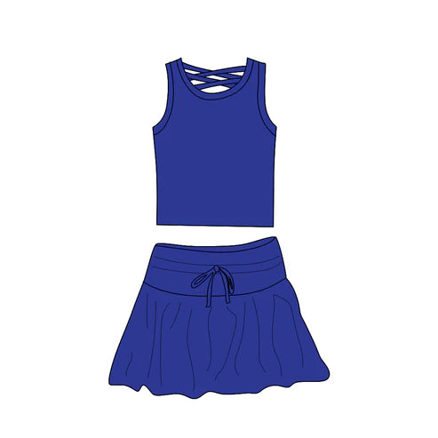 4.16 GSD2403 Baby Girls Sleeveless Hot Blue Top Skort Yoga Set Preorder