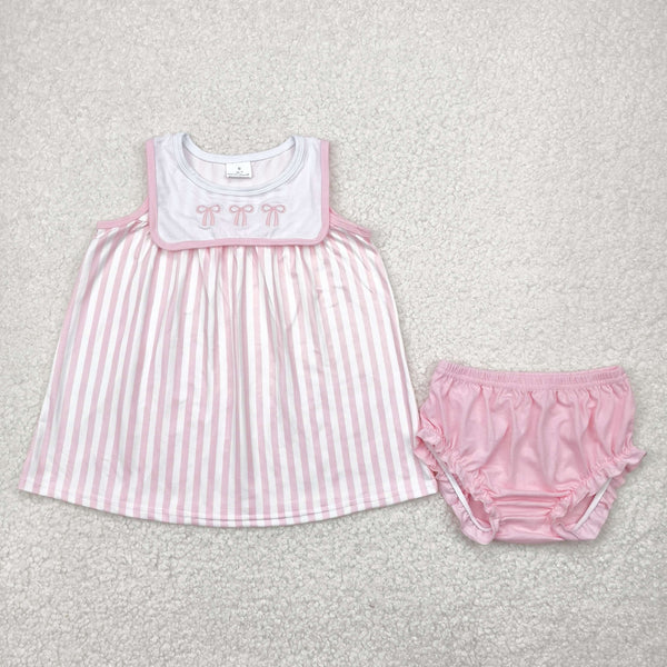 8.26 GBO0476 Baby Girls Pink Sleeveless Bows Tunic Bummies Set