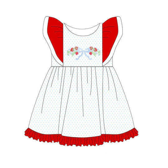 12.11 MOQ:5pcs GSD3410 pre-order toddler girl clothes strawberry print girl summer dress