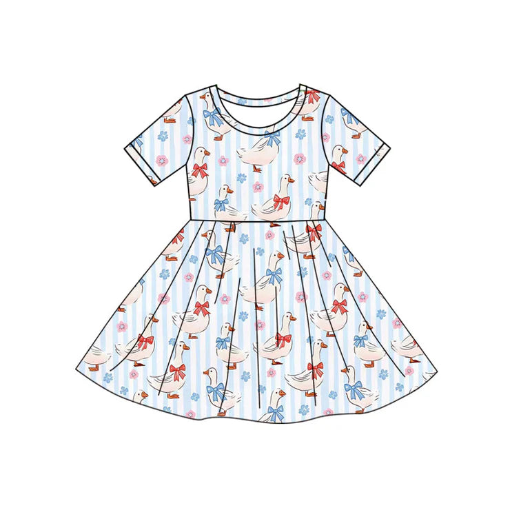 11.20 MOQ:5pcs GSD3138 pre-order toddler girl clothes goose girl 4th of July summer dress