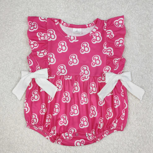 SR2567 Baby Infant Girls Doll B Bows Ruffle Romper