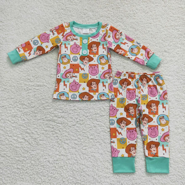 BLP0279 Baby Boys Toy Long Sleeve Colorful Top Pants Pajamas Clothes Set