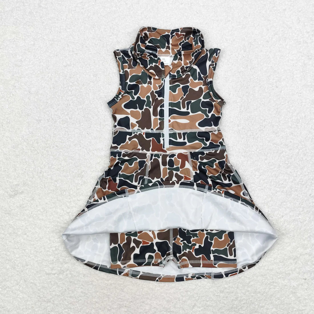 L-3.3 GSD1382 Baby Girls Brown Camo Athletic Active Wear Knee Length Dresses