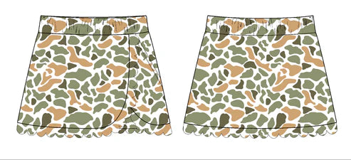 11.3 GLK0177 Baby Girls Green Orange Camo Southern Yoga Skirts Bottom Preorder