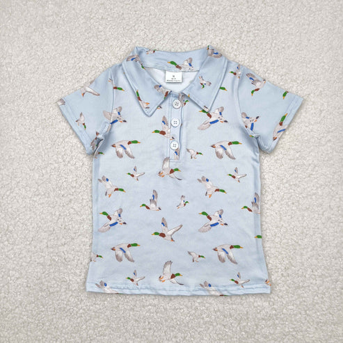 5.10  BT1210 Baby Boys Blue Short Sleeves Button Ducks Polo Shirts Top