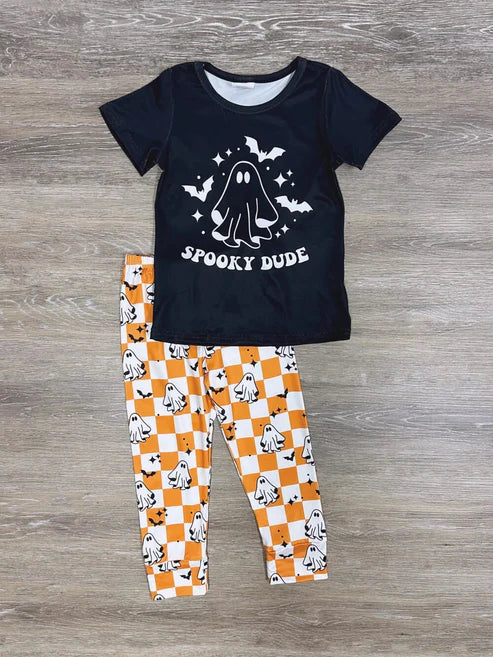 9.1 BT0247+P0167 Baby Boys Spooky Dude Halloween Pants Clothes Set