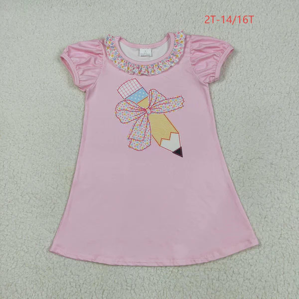 5.27 GSD2017 Baby Girls Back To School Pencil Bows Knee Length Dress