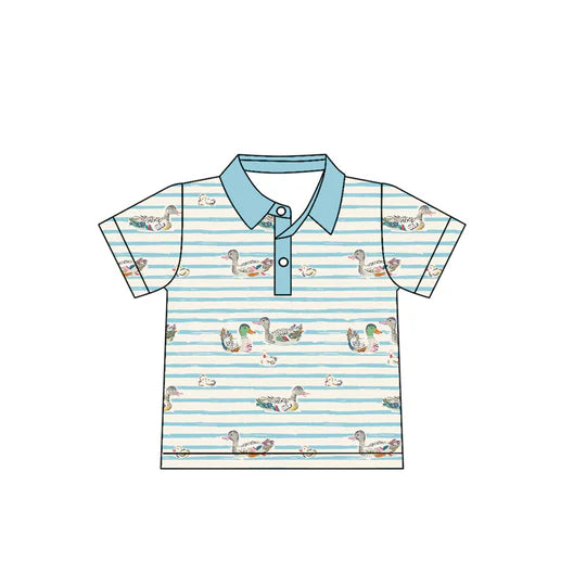 12.26 MOQ:5pcs BT1676 pre-order toddler boy clothes mallard print boy summer top shirt
