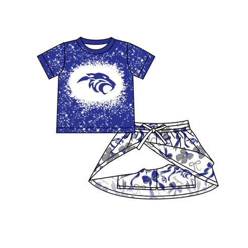 7.5 Custom Moq 3 Baby Girls Cougars Team Top Bows Skirt Skort Team Sets