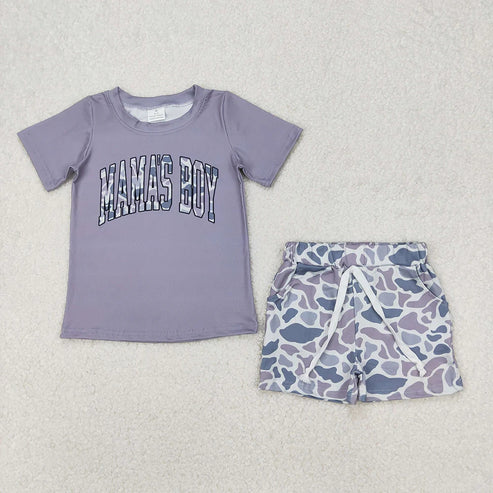 5.3 Sibling 3 Colors Baby Boys Mama's Boy Tops Camouflage Shorts Outfits
