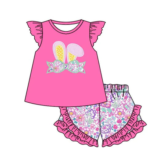 12.15 MOQ:5pcs GSSO3003 pre-order baby girl clothes bunny print toddler girl easter summer outfit