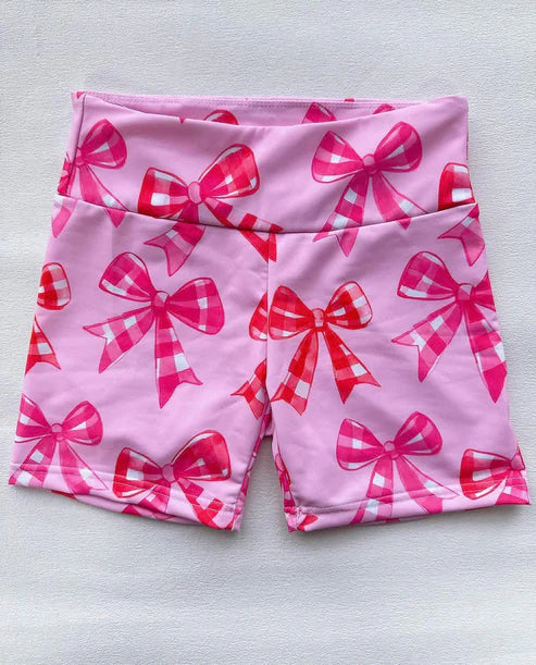 4.11 SS0540 Baby Girls Pink Plaid Bows Biking Shorts Bottoms Preorder