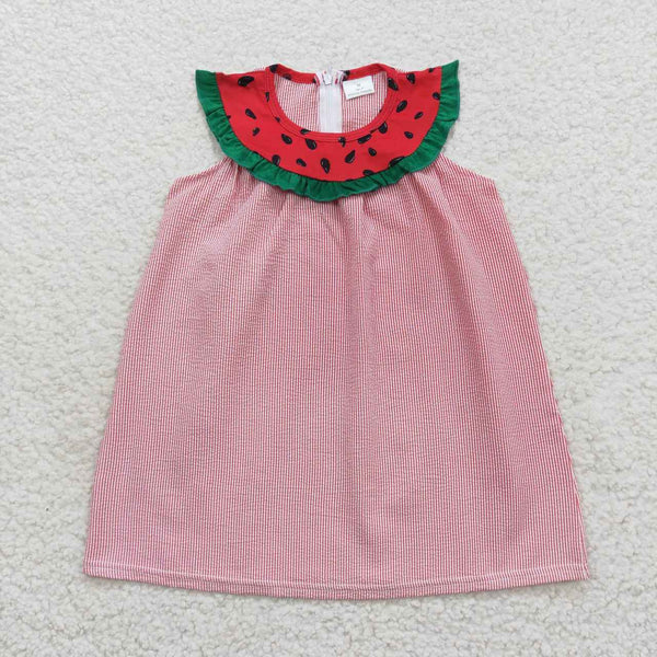 5.22 C15-30 Watermelon red striped woven sleeveless skirt