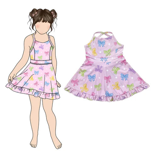 5.15 Sibling Baby Girls Print Straps Spoorts Wear Yoga Athletic Tennis Dresses