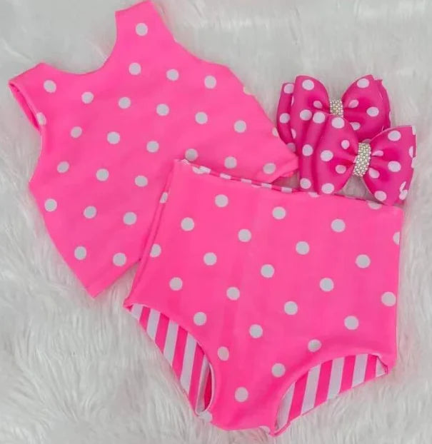 5.12 Pink polka dot two-sided swimsuit