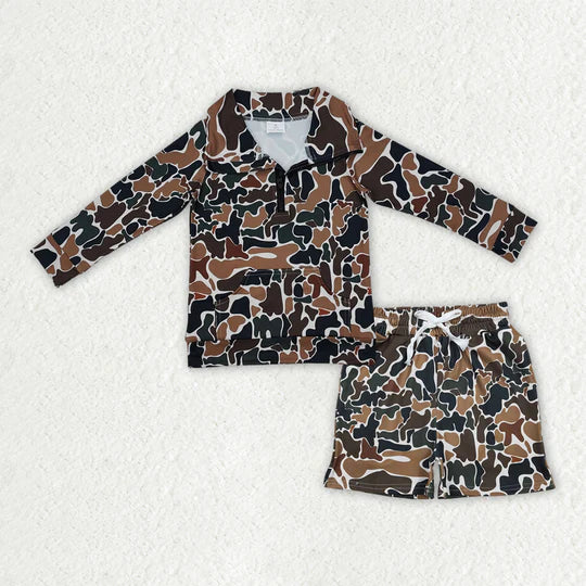 12.24 BLS0027 RTS kids boy winter clothing set camo hunting clothing set shorts set