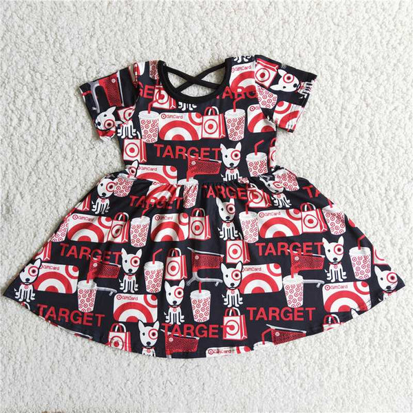5.22 D6-15 baby clothing short sleeve cartoon print kids dresses for girls milk silk