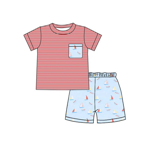 4.11 BSSO1465 Baby Boys Pocket Top Boats Short Set Preorder