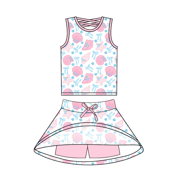 6.18 GSD2538 Baby Girls Sleeveless Pink Shell Top Skort Short Set Preorder