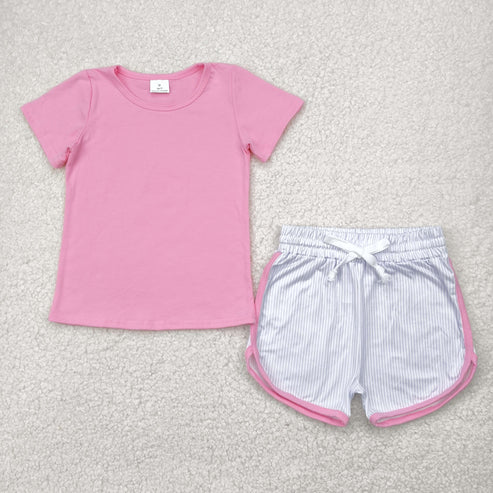 5.3 GSSO2543 Baby Girls Pink Short Sleeves Top Short Set