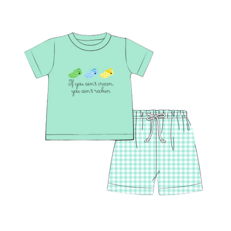 11.26 MOQ:5pcs BSSO1721 pre-order baby boy clothes crocs toddler boy summer outfit
