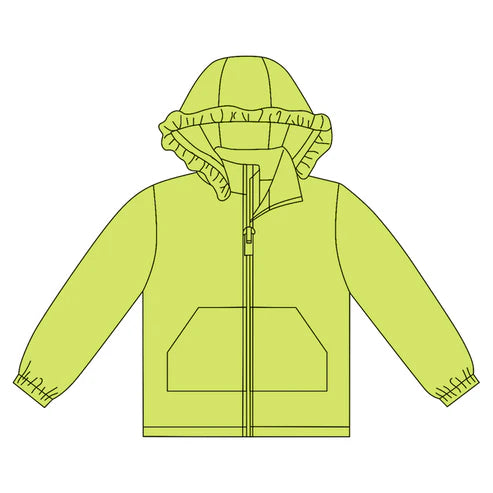 10.18 GT1274 Baby Girls Light Green Long Sleeve Pockets Zipper Yoga Ruffle Hoodie Jackets Preorder