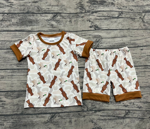 5.10 BSSO1324 Baby Boys Khaki Camo Ducks Calls Top Shorts Pajamas Sets Preorder