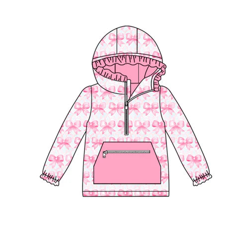 9.2 GT1193 Baby Girls Pink Bows Pockets Zipper Hoodies Top Preorder