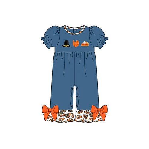 5.20 SR3110 Baby Girls Navy Short Sleeves Turkey Hats Pant Ruffle Rompers Preorder