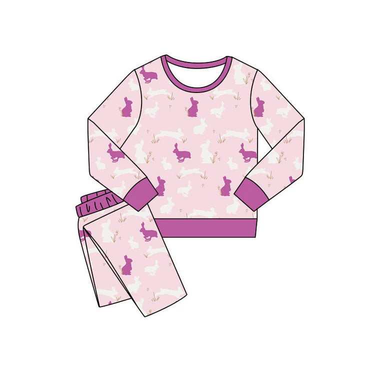 11.14 MOQ:5pcs GLP3145 pre-order toddler girl clothes rabbit print girl easter set