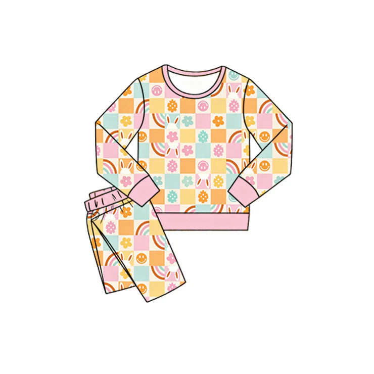 11.10 MOQ:5pcs GLP3129 pre-order toddler girl clothes rabbit girl easter pajamas set