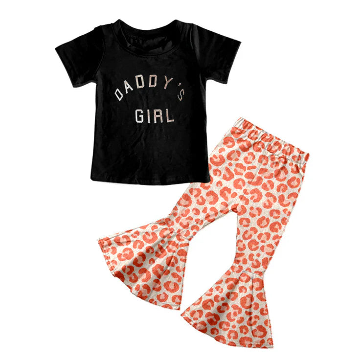 11.7 MOQ:5pcs GSPO2193 pre-order toddler girl clothes daddy’s girl bell bottom pant set
