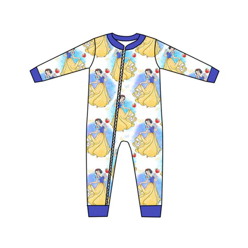 6.24 Custom Moq 3 Baby Girls Long Sleeve Princess 13 Zip Rompers